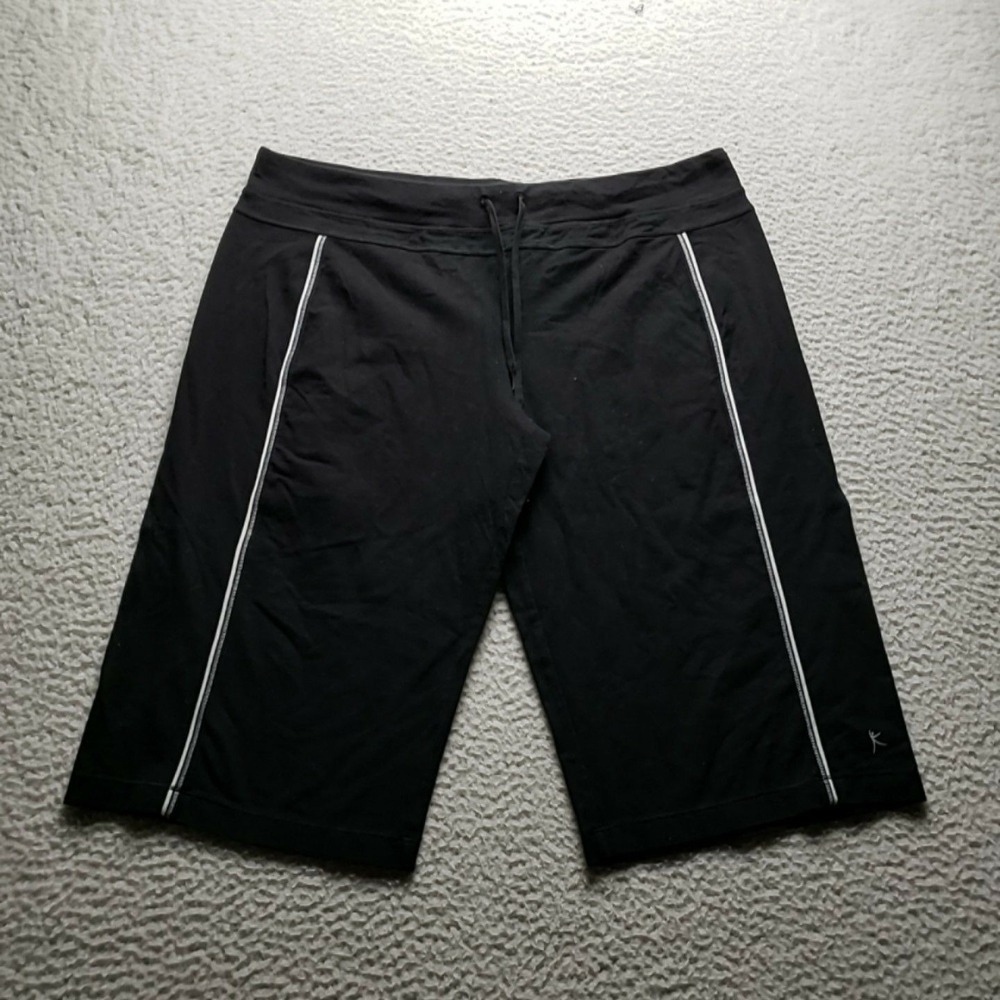Danskin Now Bermuda Shorts Womens Plus 3XL Black Striped Drawstring Athletic